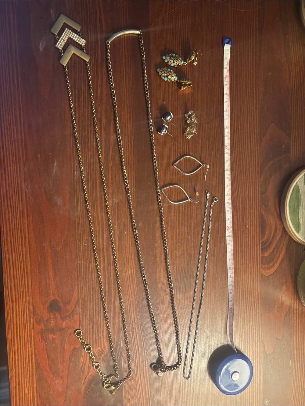Gold-Tone Layered Necklace Sets with Mixed Earrings - Gold